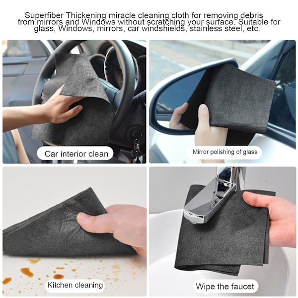 Muentastard Paksuuntunut Taikapuhdistusliina, Mikrokuitu Raidoitta Matto Taikapuhdistusliina, Uusiokäyttöinen Monikäyttöinen Mikrokuitu Lasinpuhdistusliina 5pcs 30*30cm