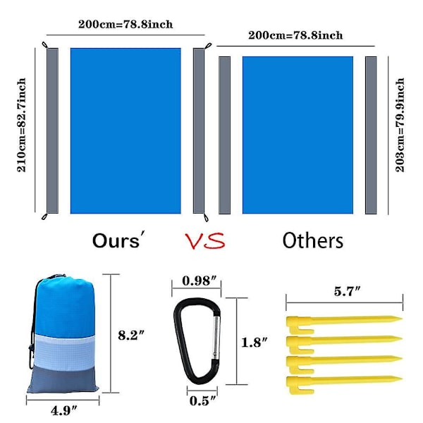 Ultralight Vedenkestävä Leirintämatto Säilytyspussilla Hiekka-vapaa Rantamatto Piknikviltti Hiekka-suojattu Rantamatto Orange Blue