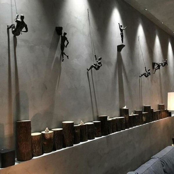 Klatremann Skulptur Veggdekorasjon Harpiks Statue Figur Kunstverk C