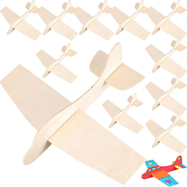 12 st Träflygplan Modell Montera Plan DIY Tom Målningsflygplan för Pojkar Flickor As Shown 18.5X14.5cm