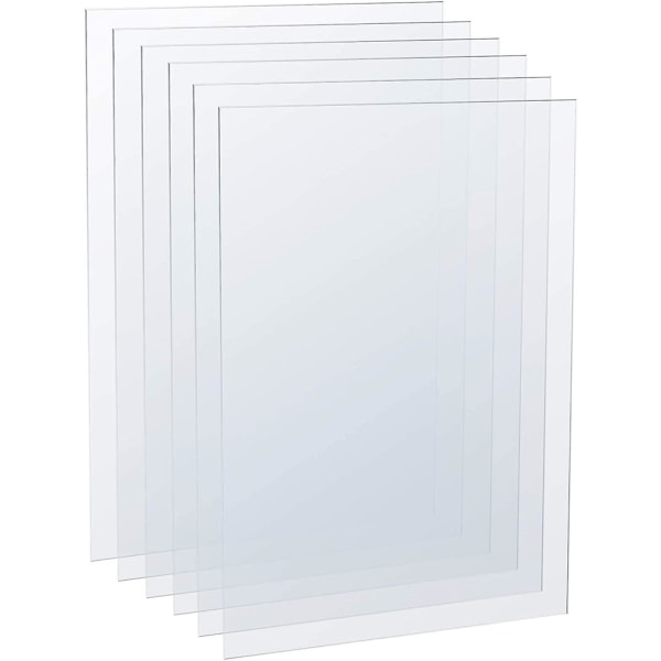6 stk. Klart Akrylplader, Plastik Perspex Plader, Transparent Plexiglas Paneler Plader til Billedramme Glasudskiftning, Display Projekter,