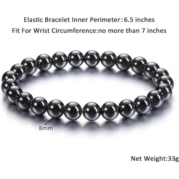 Helbredende Krystall Armbånd 8mm Naturlige Edelstensperler Armbånd for Kvinner Menn Energi Kvarts Krystall Stein Elastisk Armbånd for Hennes Julegave hematite