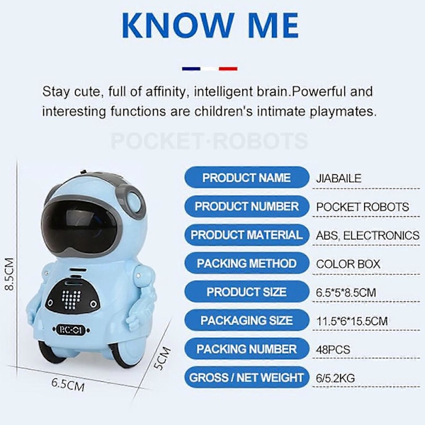 Lomme RC Robot Snakkende Interaktiv Dialog Stemmegjenkjenning Opptak Syngende Dansende Fortellende Historie Mini RC Robot Leker Gave Blue