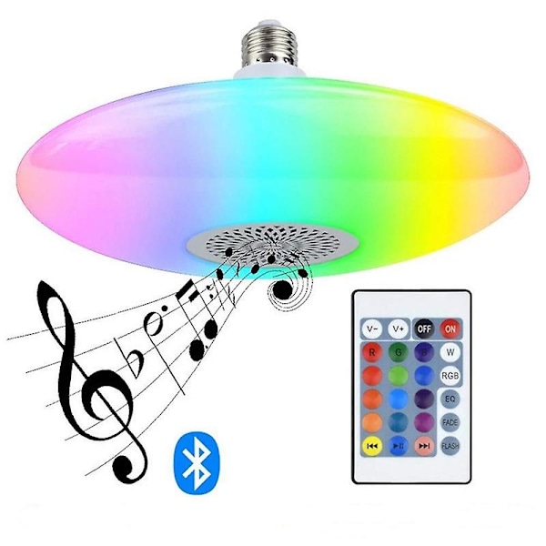 Musikktaklampe Rgb Fargeskiftende Led Lampe Med Bluetooth Høytaler Fjernkontroll[HkkK]