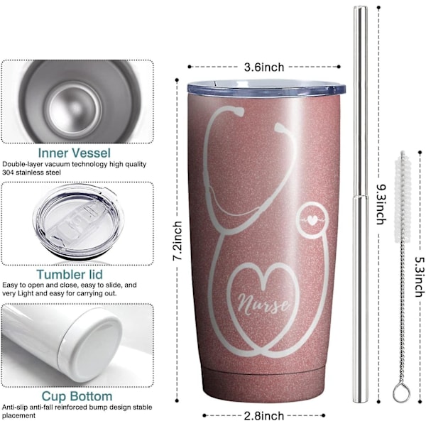 Sjuksköterska Mugg, Anpassad Te/Kaffe Kvinna Sjuksköterska Tumlare 20 OzBY Rose Gold One Size