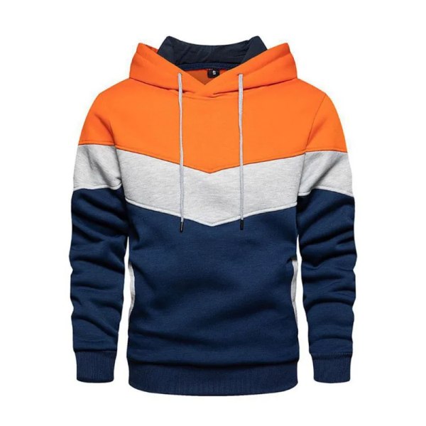 Herr Patchwork Hoodie Outdoor Casual Sportswear Street Fashion Herr Fleece Termisk Huvtröja Höst Vinter Svart White S