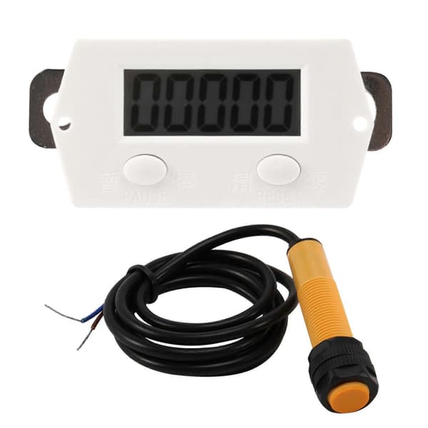 LCD Digital 0-99999 Teller 5 Sifret Pluss OPP Måler + Nærhetsbrytersensor med Magnet [DB]