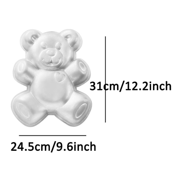2024, 12 Tommer Teddybjørn Formet Aluminium 3D Bageform Kageform Tin Fødselsdagskagepande - Teddybjørn