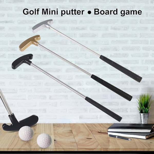 1 Sett Mini Golf Putter med 2 Golfballer TPR Grep Høyre Venstrehendt Rustfritt Stål Golfkølle Barn Voksne Bordspill Golf Putter Trening Golden