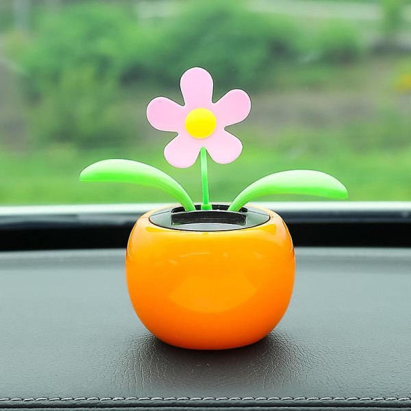 Orange Solcelledrevet Bordlegetøj, Solcelledrevet Dansende Blomst Bil Instrumentbræt Legetøjsgave  [DmS]