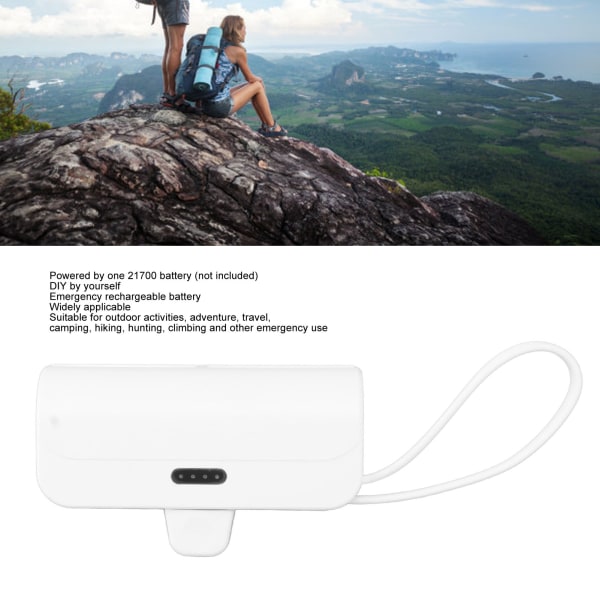 Mini bärbar laddare multifunktion inbyggd kabel för IOS-gränssnitt Typ C 2 i 1 Mini USB C Powerbank för nödsituationer