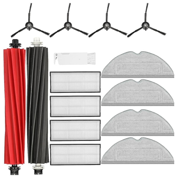 Huvudsidorborstar, HEPA-filter, moppduk, tvättbart tillbehörssats för Roborock S8 / S8+ robotdammsugare as shown