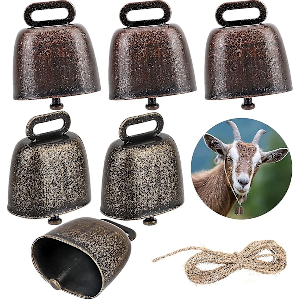 6 Piece Cow Bell, Sheep Cow Bells Pasture Bells, Copper Bells Cattle Bronze Bell, For Anti-theft Goat Animal Farm Accessories