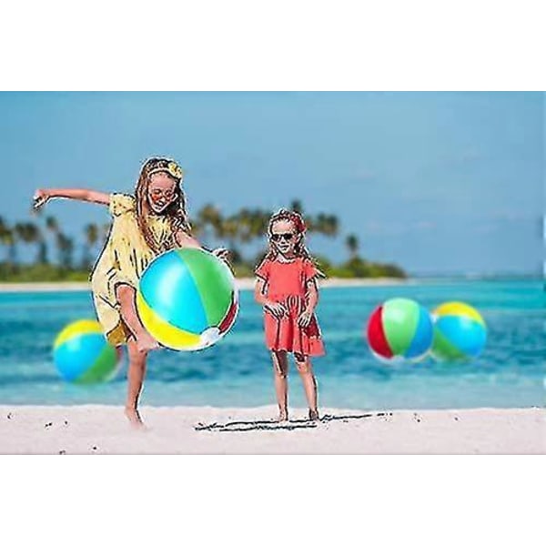 5-pack Strandbollar Regnbåge Uppblåsbara Leksaker 6 Paneler Färger För Poolparty Strandleksaker