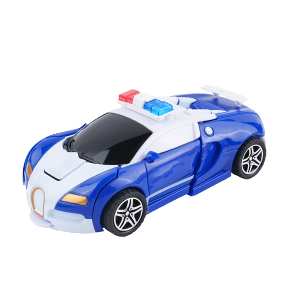 Transforming Car Toy Impact Resistant Dual Inertia Sturdy Durable Robot Car Toy for Kids Boys Blue and White