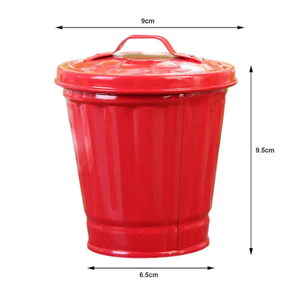 Stasjonær søppelbøtte med lokk, bøtteform, lekkasjesikker søppelbeholder, belagt, stor åpning, søppelbøtte BY Red One Size