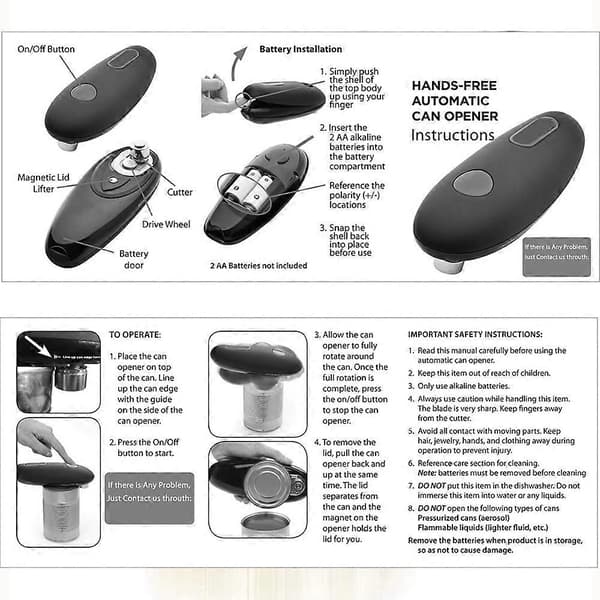 Kitchen Mama Elektrisk Boksåpner, Glatte Kanter, Ergonomisk