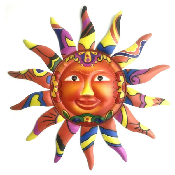 Metal Smilende Sol Vægskulptur Dekoration Smilende Sol Kunst Dekoration Hængende til Indendørs Udendørs Hjem Havegård DekorationBY Orange