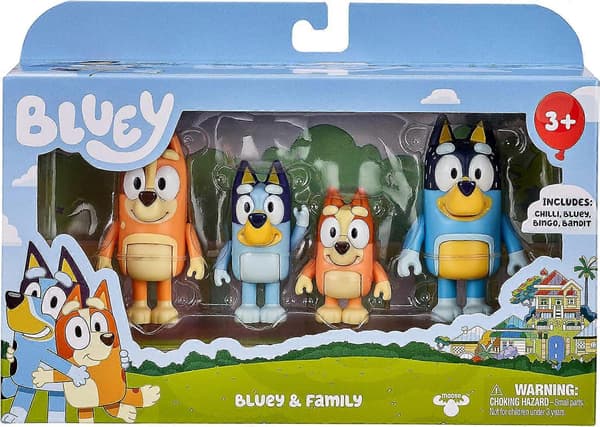 Bluey og Venner 2,5-3 Tommer Actionfigur 4-pakning