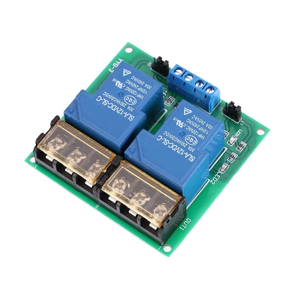 2-kanals DC 12V 30A Relækortmodul Optokobler Isolation Høj/Lav Trigger [DB]