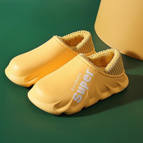Snötofflor Vinter Varma Slip On Plyschskor Vattentäta Anti Slip Low Top Flat Shoes Yellow 45-44(Suitable for43-44)
