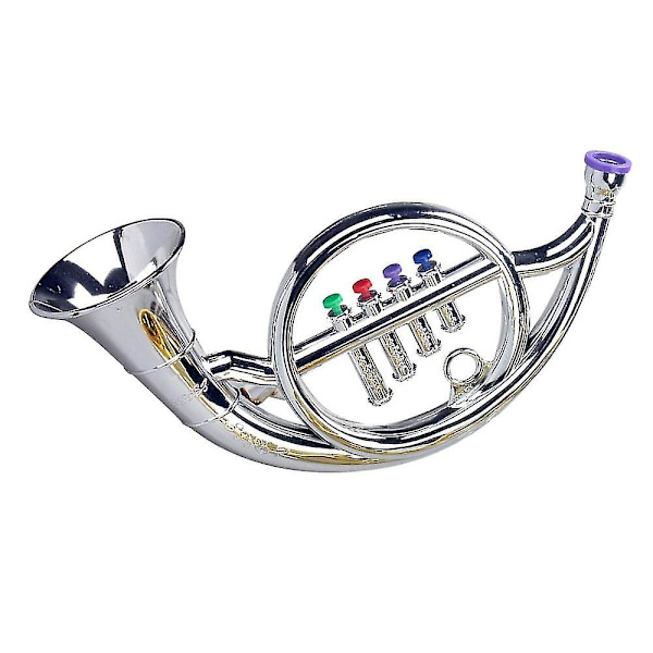 Franskt horn med 4 färgade tangenter, tidig musikutbildning, leksaksprop, miniatyrblås instrument för [DmS]
