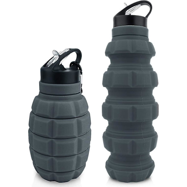Taitettava Juomapullo Granaatti 580ml, BPA-vapaa, Vuotamaton Vedenpullo, Valmistettu Silikonista, Elintarvikkeille Sopiva, Urheilupullo Pyörille, Urheiluun, Festivaaleille