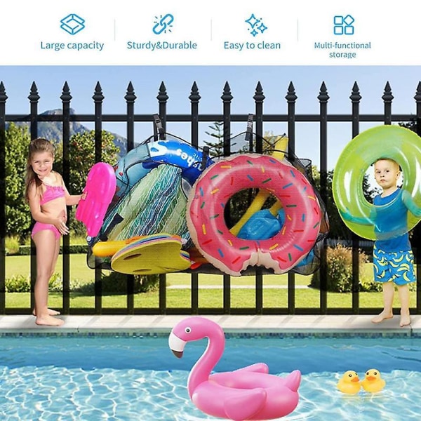 Pool Opblæsbar Opbevaring Pool Legetøjs Organizer Pose | Bolde Beholder Mesh Taske Heavy Duty Netting Tasker Til Pool Flyde &amp; Opblæsbar Black