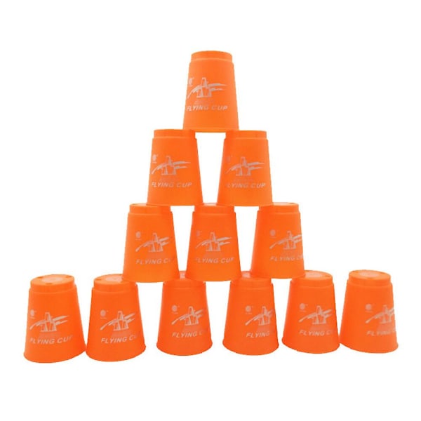 Beste Rabatt 12 stk/sett Speed Cups Spill Raskt Spill Sport Flying Stacking Halloween Julegave Håndhastighet Treningsspill Orange A