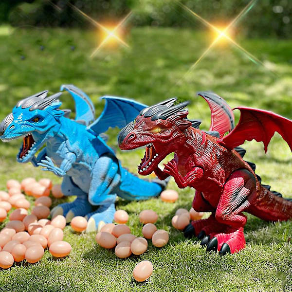 Dinosaur Legetøj Elektrisk Kan Gå Og Lægge Æg Ildåndende Sprøjt Projektion Flyvende Drager Vokal Overlord  [DmS] Red