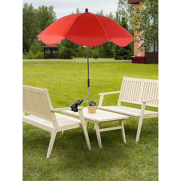 Bærbar Strandparasol Med UV-Beskyttelse Og Universal Klemme Til Stole, Barnevogne, Golfvogne Og Kørestole Blue