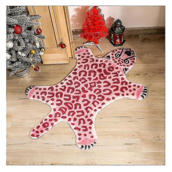 Bademåtter tæpper lyserød imitation leopard mønster tæppe skridsikker måtte vaskbar dyreprint tæppe