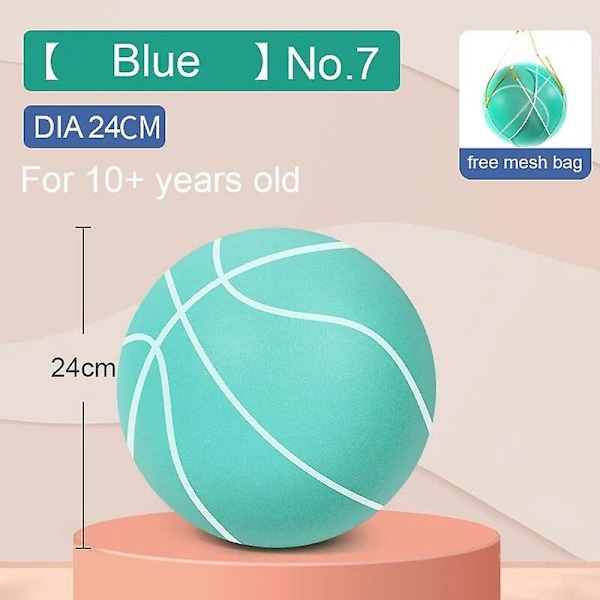24 cm kokoinen 7 hiljainen koripallo, joka pomppii korkealle, mykistetty pallo, koripallo urheilupelit, lapsille syntymäpäivälahja, joululahja Db macaron blue 24cm