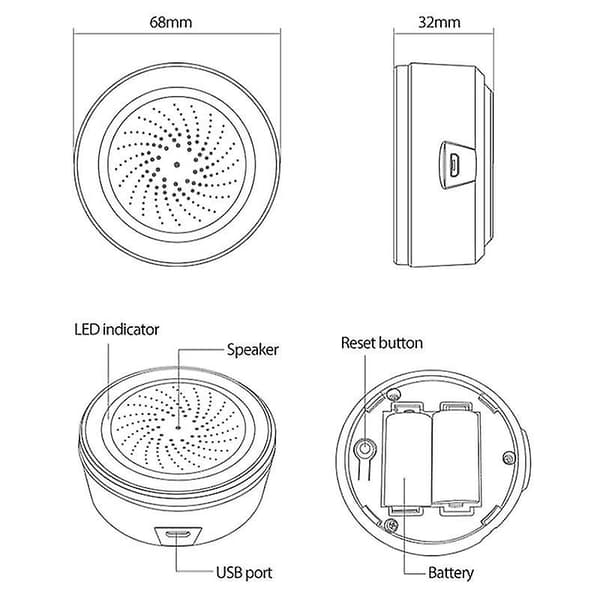 ZigBee NEO 90DB Ljud- och Ljussensor Tuya Smart Life Inbyggd SirenlarmsensorBY