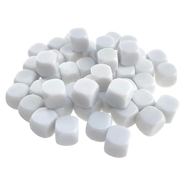 50-pack 16mm Blanka Tärningar i Akryl D6 för Spel, Kul, DIY