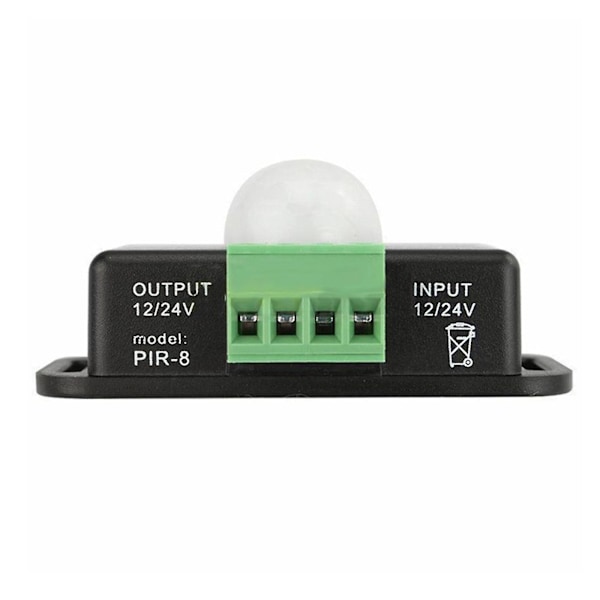 Dc 12v/24v Krops-Infrarød Pir Bevægelsessensor Switch Led Lys 8m Black