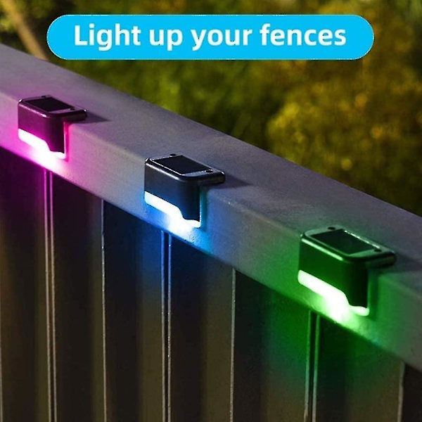 4-pak Solcelled Dæklys LED Soltrappe Lys Vandafvisende Hække Lys Udendørs Trapper Trin Hæk Brown Color light
