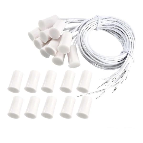 Magnetisk dörrkontakt RC-33 NC Infälld Trådbunden Säkerhetsfönster Dörrsensor Larm Vit - (10 Set) [DB]