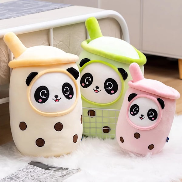 Plysj Boba Te Kopp Leke Panda Boble Te Pude Søt Fruktdrikk Plysj Fylt Myk Eple Jordbær Melkete Barn Gave fruit brown 24cm
