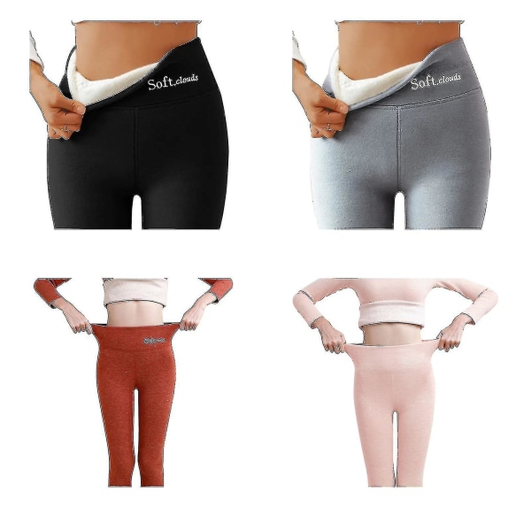 2023 Nya Dam Thermo Leggings Tjocka Fleece Foder För Hålla Varma Byxor M-5xl  (FMY) Gray L