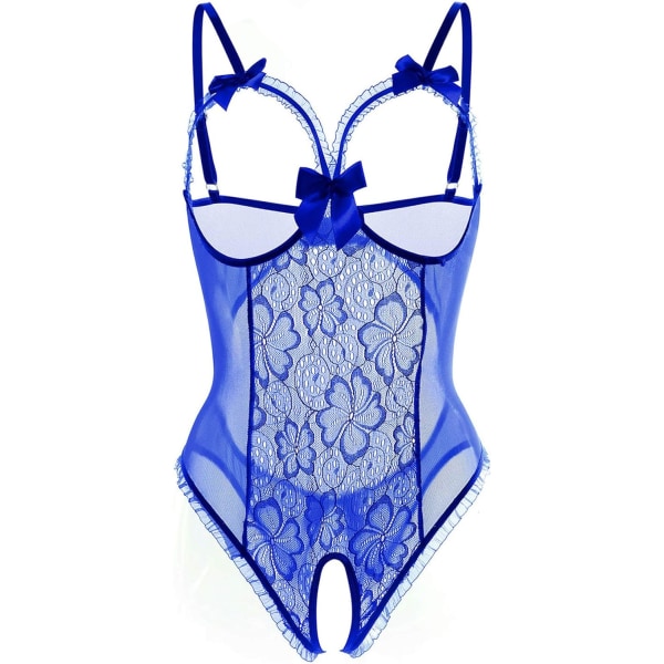 gerie for Women One-Piece Teddy Lingerie Sexy Bodysuit Lace Nightie Blue Small