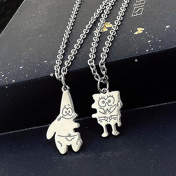 Svampbob Fyrkantspaj Big Star Couple Titanium Steel Halsband No Fade