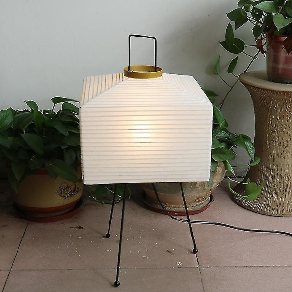 Akari Noguchi Yong bordslampa i europeisk stil med printed rispapper lampskärm, skrivbord i sovrummet Hem Loft Inredning Fyrkantig stativ GolvlampaBY A and B Lamp US Plug