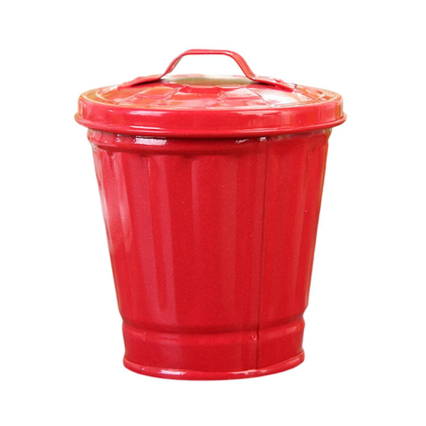 Stasjonær søppelbøtte med lokk, bøtteform, lekkasjesikker søppelbeholder, belagt, stor åpning, søppelbøtte BY Red One Size