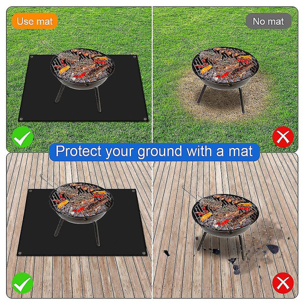 Brannsikker Matte for Peis Svart Gulvbeskytter Teppe for Utested BBQ Grill RøykerBY