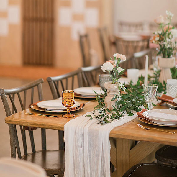 4m Gaze-løper til bryllup, bordløper i cheesecloth, Rustikk styling Beige
