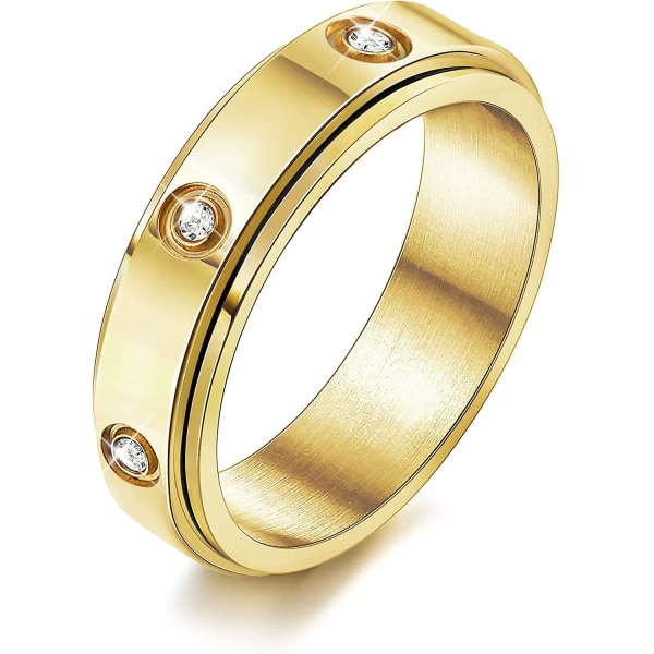 Svängring Bröllopslöfte Roterande Ring Med Cubic Zircons Ångestlindring Gold 10