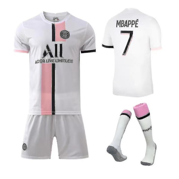 Regenboghorn Børnefodboldsæt Fodboldtrøje Træning T-shirt Sæt 21/22-2a Mbappe PSG Away L (175-180 cm)