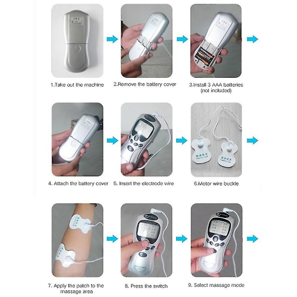 Elektrisk Tens Unit Digital Terapimaskin Elektroder Massageenhet Ems Muskelstimulator Massager För Hela Kroppen (vit skärm)