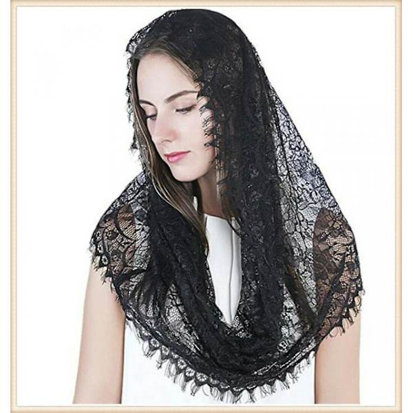 Kapel Slør Blomster Latin Messe Hovedbeklædning Blonder Sjal Mantilla Slør Til Kirke (c),wz-1381  (FMY)